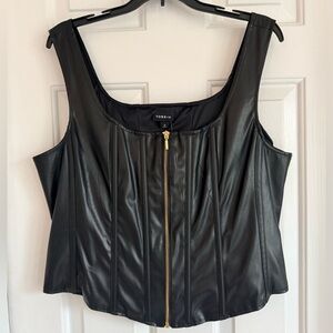 Torrid Black Faux Leather Zip-Up Corset - NWT